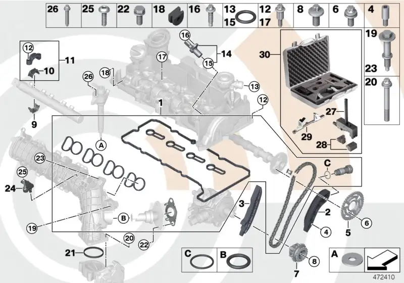 BMW Reparatursatz offene Steuerkette oben R55 R56 R57 R58 R59 R60