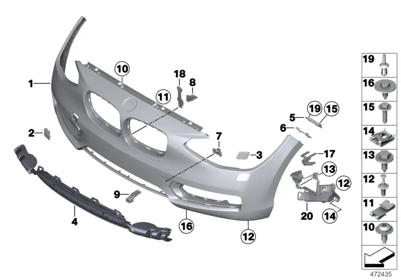 BMW Verkleidung Stossfänger grundiert vorn F20 F21 51117292954 -