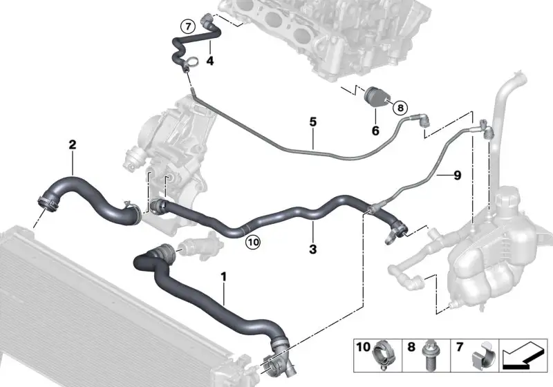 BMW Schlauch Kühlmittelpumpe- F45 F46 F48 F54 F55 F56 F57 F60 171