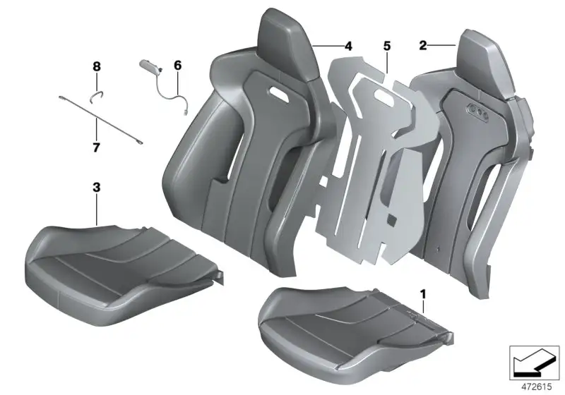 BMW Bezug Sportsitz Lehne Leder links F82 52108068575 - 4er F82