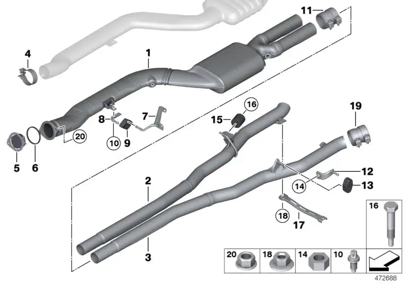 BMW Halter Nachschalldämpfer links 18307807117 - Bildposition 12