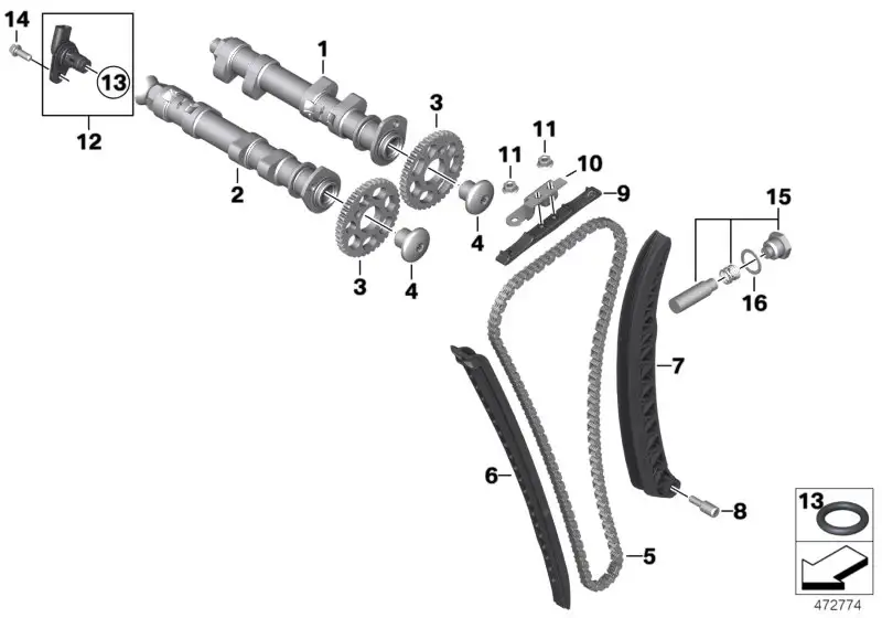 BMW Nockenwellensensor 12728555163