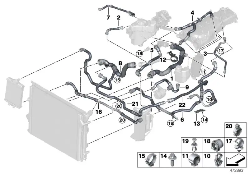 BMW Schlauch Kühlmittelkühler-Motor F20 F21 F22 F23 F30 F31 F32 F