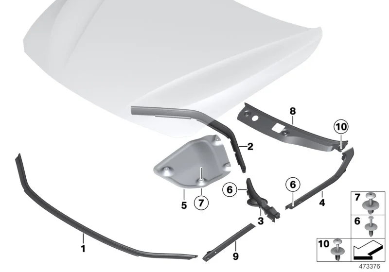 BMW Abdichtung Frontklappe vorne F30 F31 F32 F33 F36 F80 F82 F83 51767255802