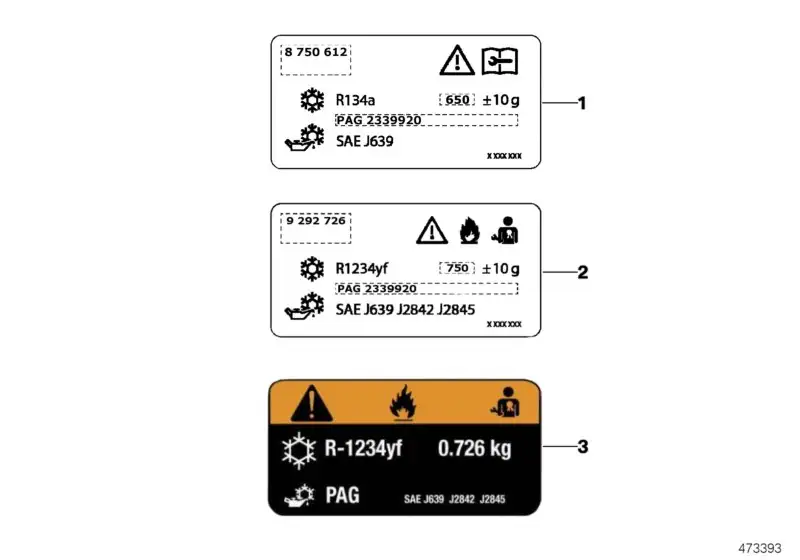 BMW Hinweisschild Kältemittel G11 G15 G16 G30 G32 71236832292 - B