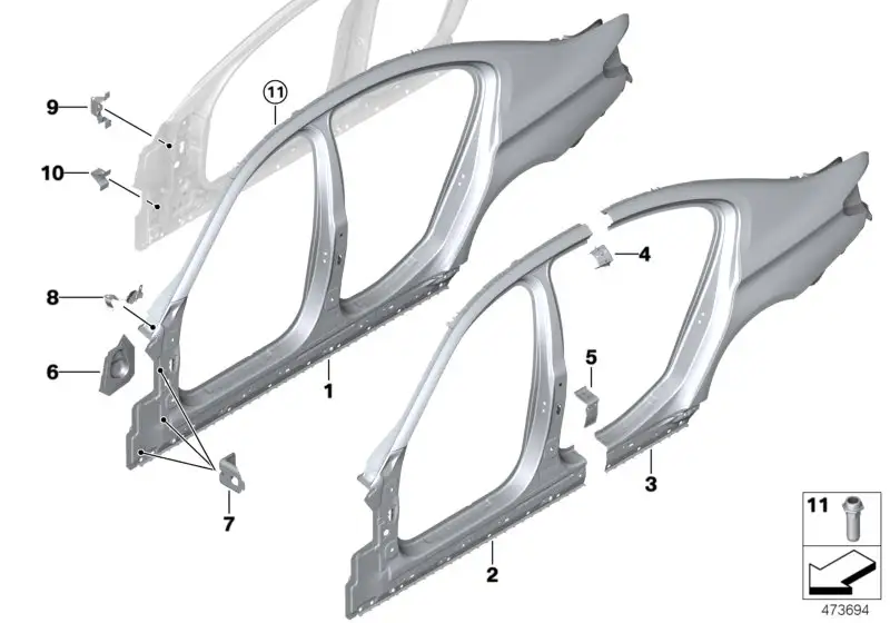 BMW Seitengerippe links F90 G30 41007437437
