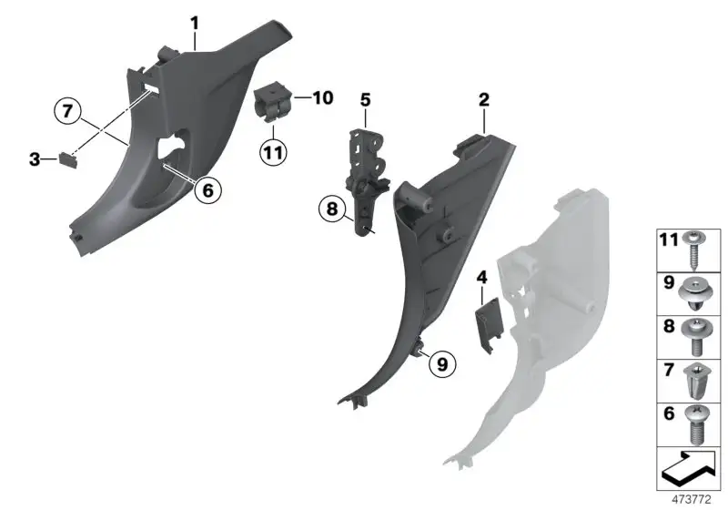 BMW Seitenverkleidung vorne rechts F32 F33 F82 F83 51437315134 -