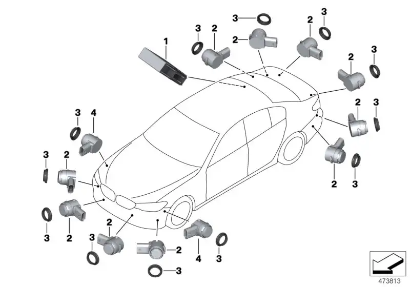 BMW Ultraschallsensor Singapur-grau F90 G11 G12 66209361559