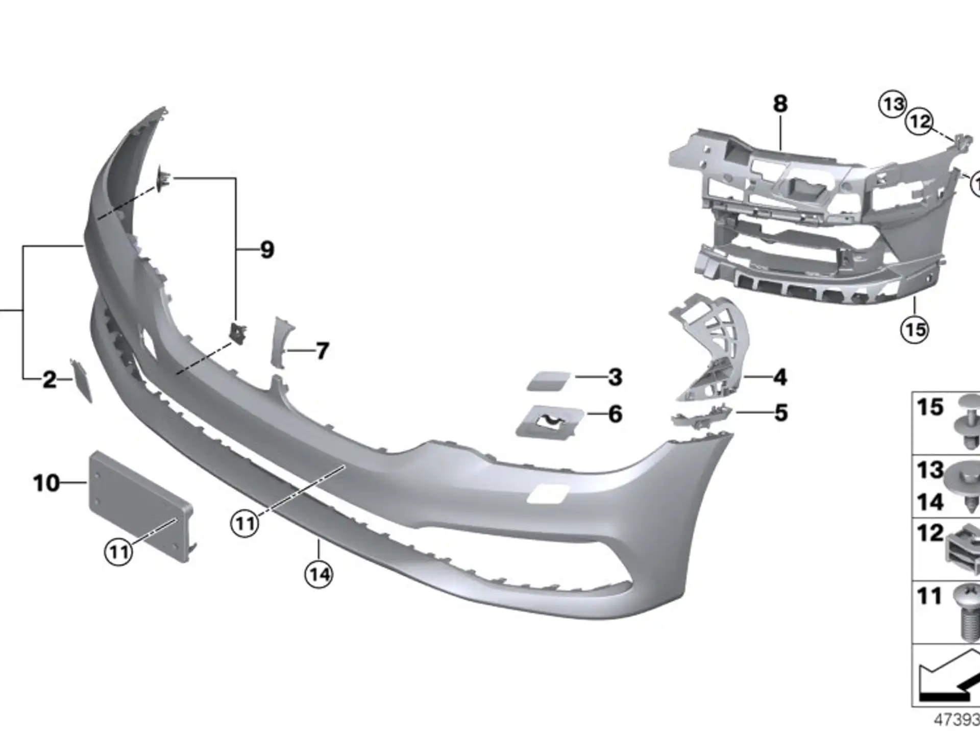 BMW Führung Stossfänger links G30 G31 51117385349