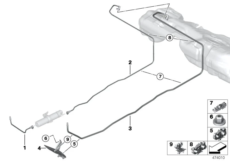 BMW Kraftstoff-Vorlaufleitung vorn F20 F21 F22 F30 F31 F32 F33 F34 F36 16127244726