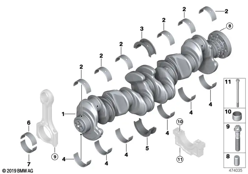 BMW Kurbelwelle G05 G06 G07 G11 G12 G30 G31 11218575891 - Bildpos