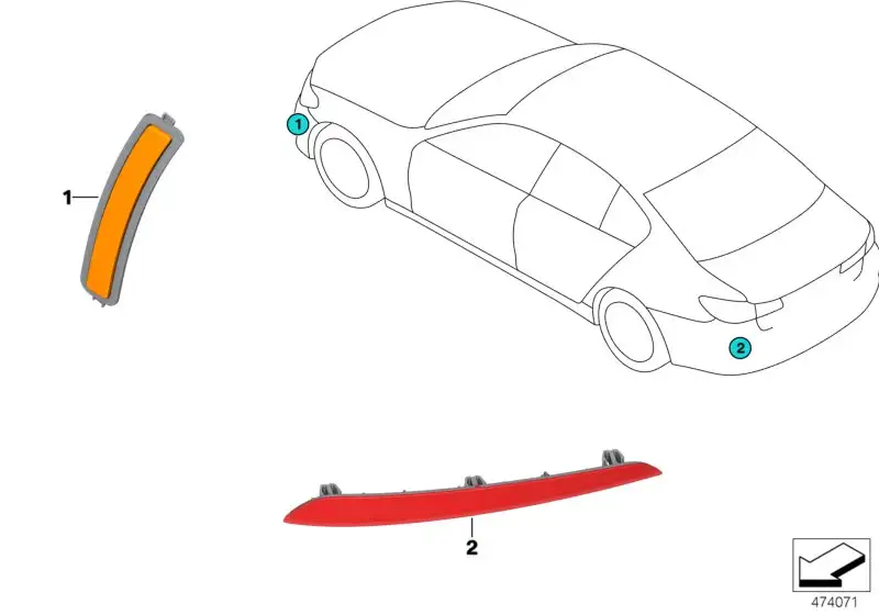 BMW Rückstrahler hinten rechts G30 G31 63147851578 - 5er G30, 5er