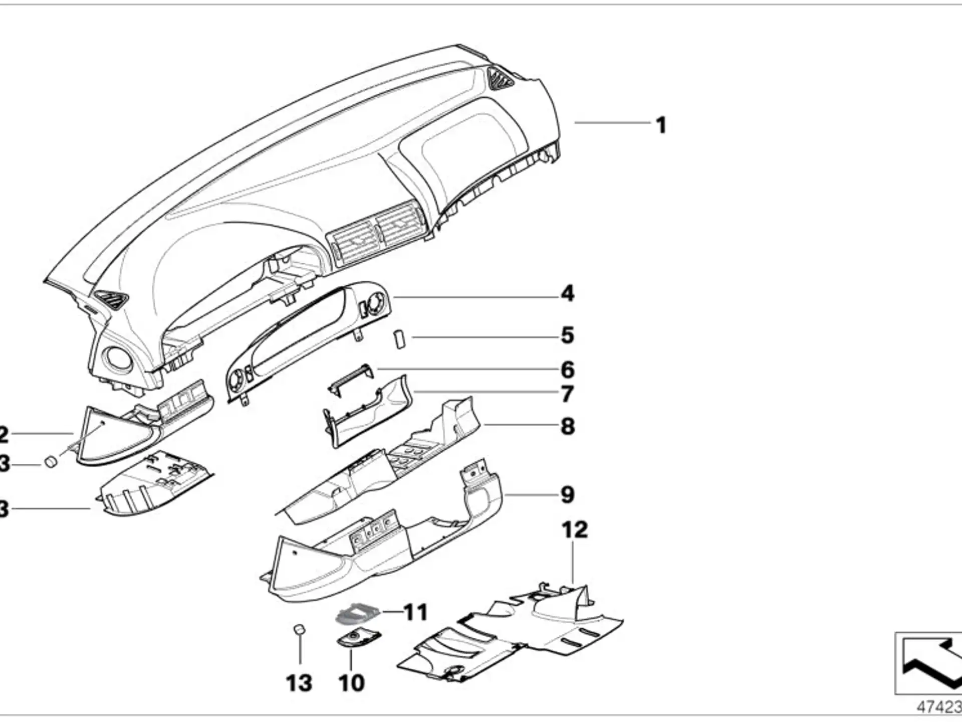 BMW Blende Instrumentenkombination E39 51458159735