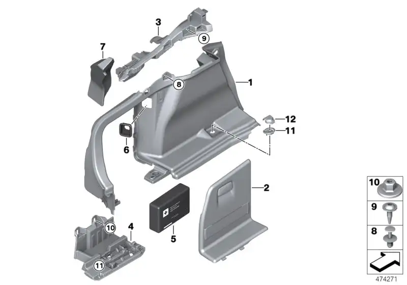 BMW Verkleidung Gepäckraum hinten links F36 51477337233