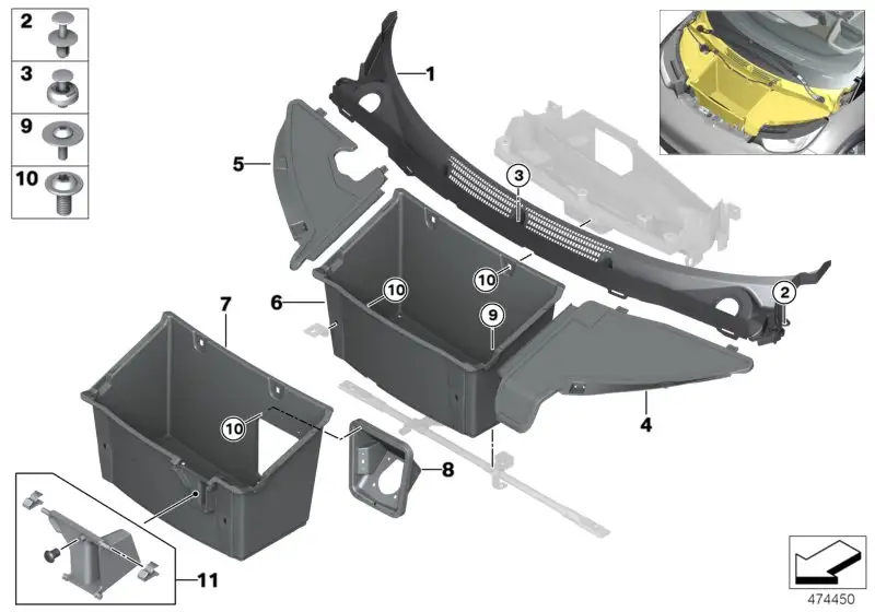 BMW Abdeckung Windlauf I01 51717302234