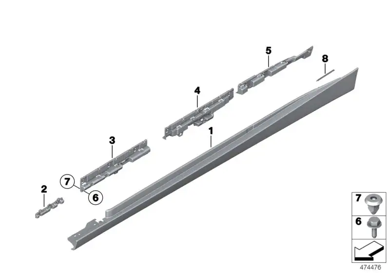 BMW Schwellerverkleidung grundiert links F34 51777371889 - Bildpo