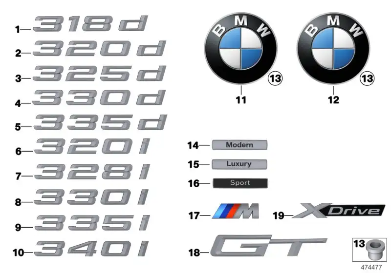 BMW Schriftzug F34 51147351951 - 3er F34