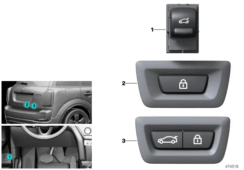 BMW Schalter Heckklappenbetätigung F60 61319353069