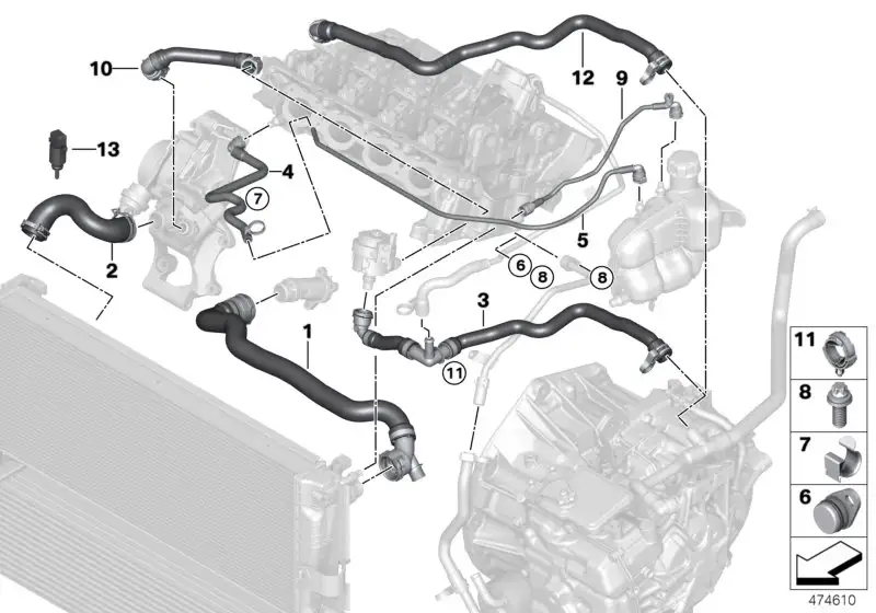 BMW Rohr Kühler-Ausgleichsbehälter F39 F45 F46 F48 F54 F55 F56 F5