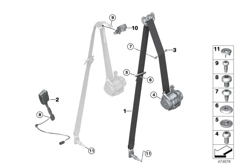 BMW Obergurt vorn rechts F56 F56E 72117313284