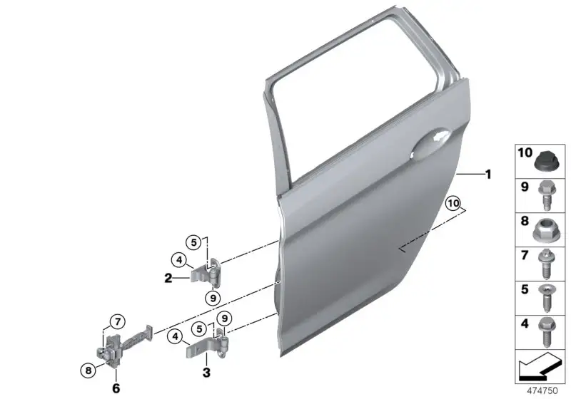 BMW Tür Aluminium hinten rechts G31 41007408966 - Bildposition 01