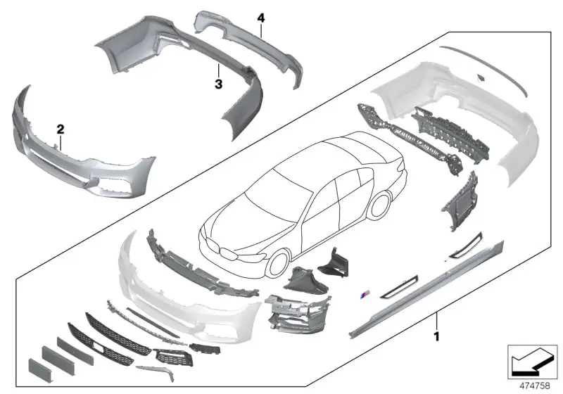 BMW Verkleidung Stossfänger grundiert vorn G30 G31 51118069075 -
