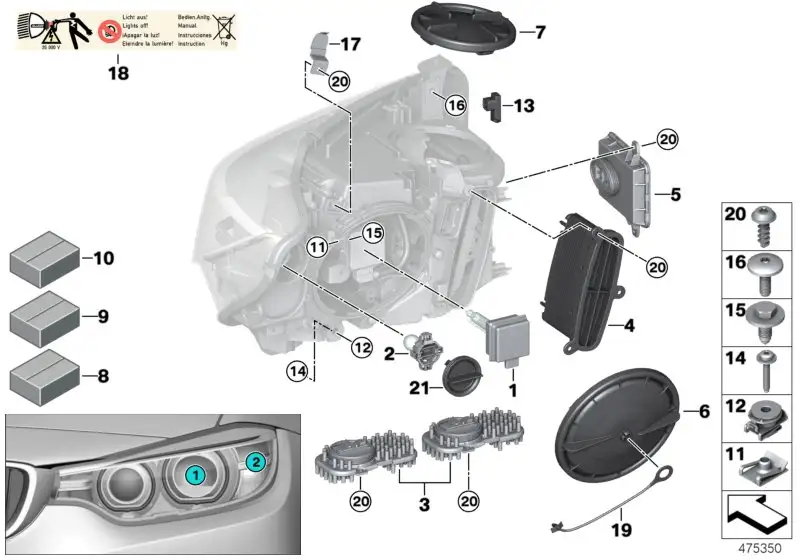 BMW Satz Verriegelung Stecker 63117379930 - Bildposition 09