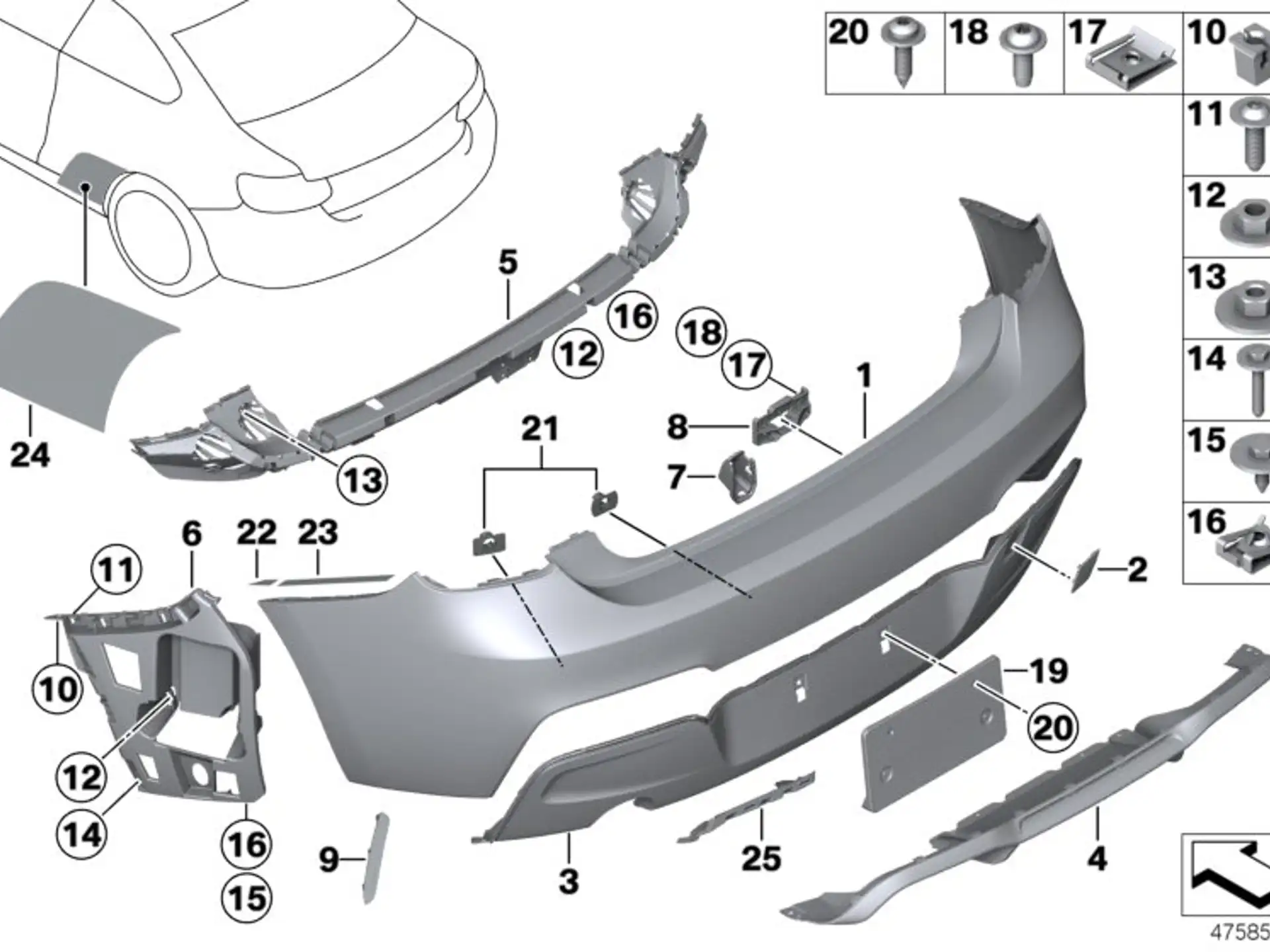 BMW Führung Stossfänger seitlich links F20 F21 51128051513