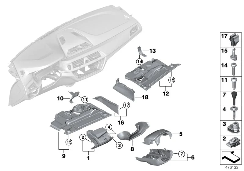 BMW Klammer F15 F16 F85 F86 F90 F91 F92 F93 G11 G12 G14 G15 G16 G30 G31 G32 07149325721