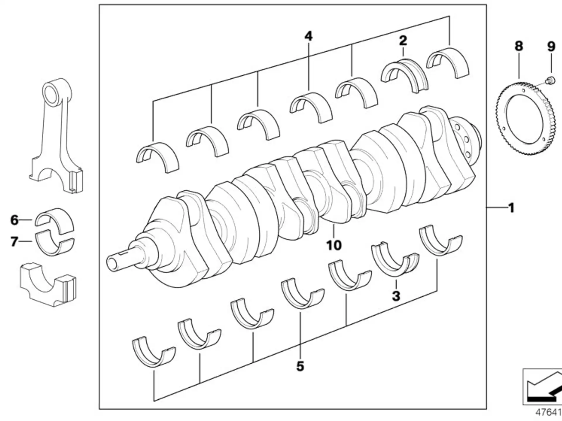BMW Lagerschale gelb E36 E12 E21 E28 E30 E34 E38 E39 E46 E53 E60 E61 E65 E66 E83 E85 E86 11211706847