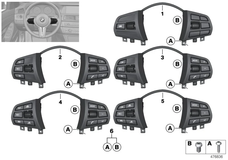 BMW Schalter Multifunktionslenkrad F20 F21 F22 F23 F30 F31 F34 61319316952
