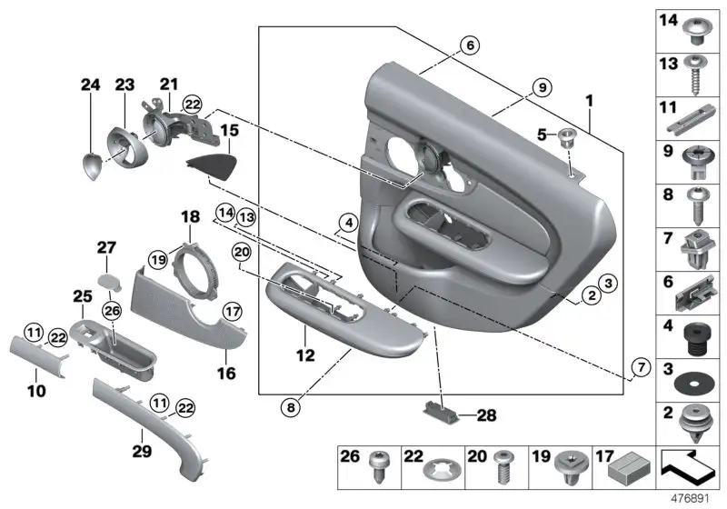 BMW Zuziehmulde Tür hinten F54 F60 51427363003