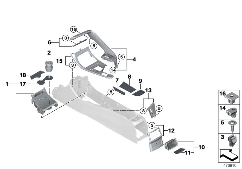 BMW Einlegematte Ablagefach Mittelarmlehne F39 F48 51459318584 -
