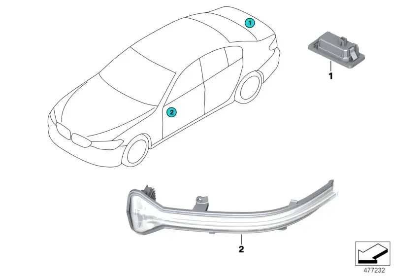 BMW Kennzeichenleuchte F20 F90 G30 G31 63267410302 - 5er G30, 5er