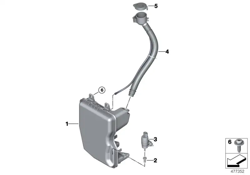 BMW Befüllkanal für Waschbehälter F60 61667380744