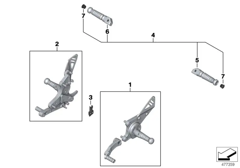 BMW Satz Fussrastenanlage rechts K21 K22 K23 K33 77258394588