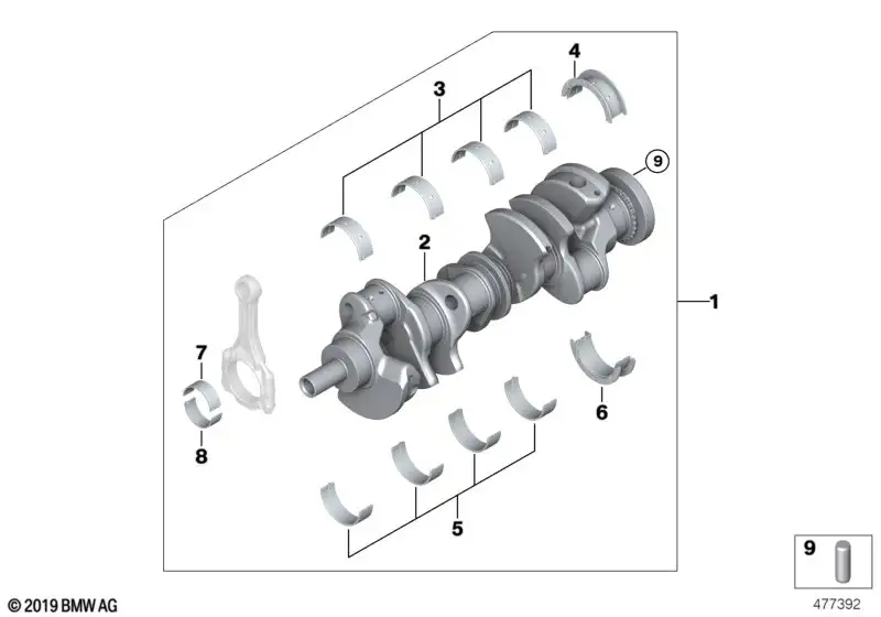 BMW Lagerschale gelb E53 E60 E61 E63 E64 E65 E66 E70 11217532955