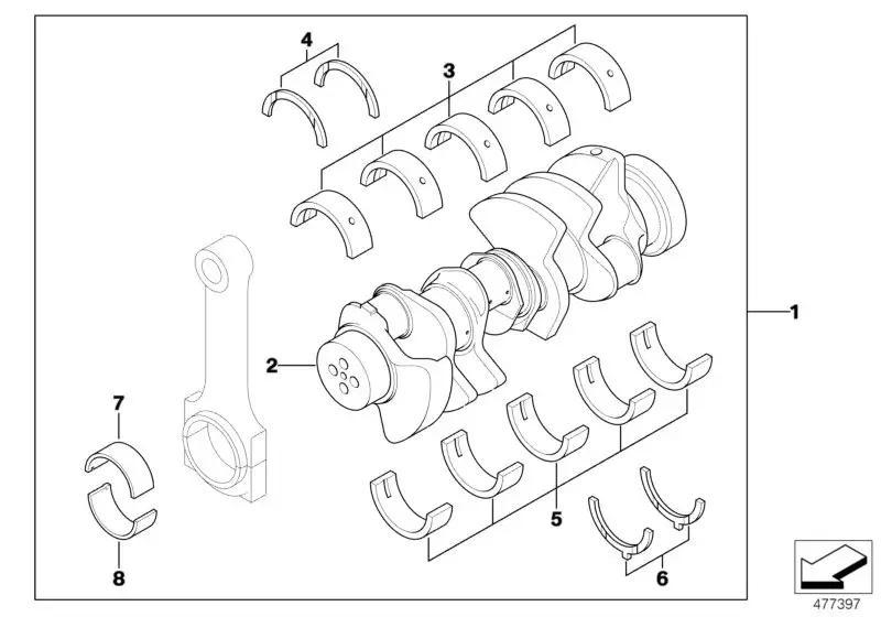 BMW Lagerschale gelb E31 E32 E34 E38 E39 E52 E53 11211725917 - Bi