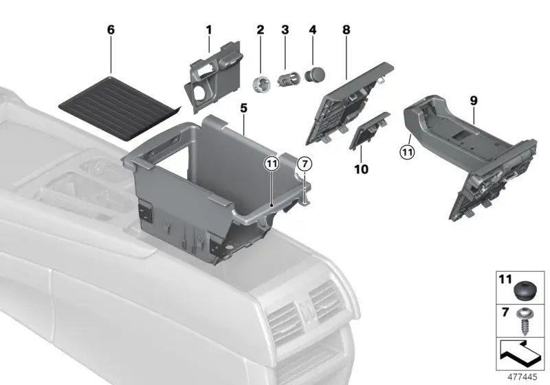BMW Blende Ablagefach 51169390526 - Bildposition 01