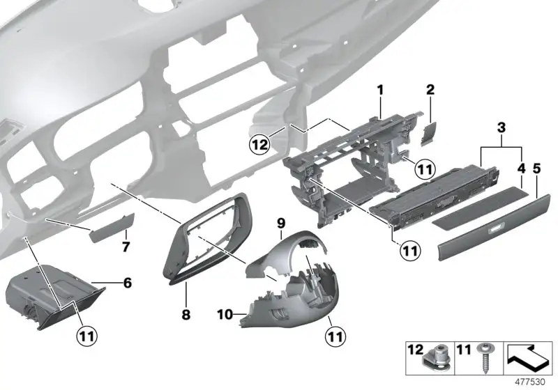 BMW Verkleidung Lenksäule unten F07 F10 F11 61319219803 - 5er