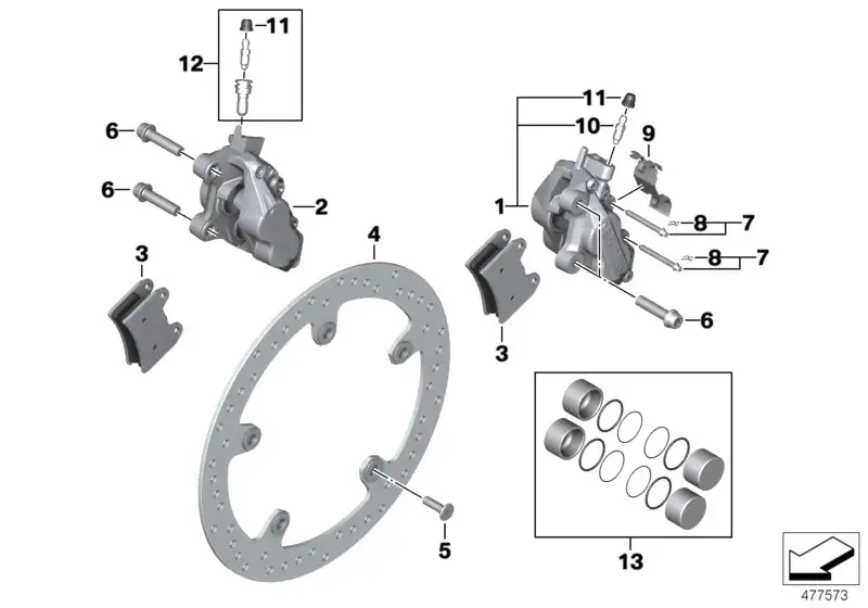 BMW Bremssattel ohne Belag links K22 K23 K32 K33 K71 K73 34117716