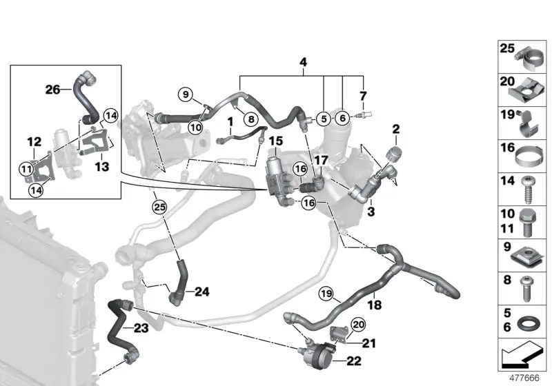 BMW Rohr Zylinderkopf F10 F11 F15 F20 F21 F22 F23 F25 F26 F30 F31
