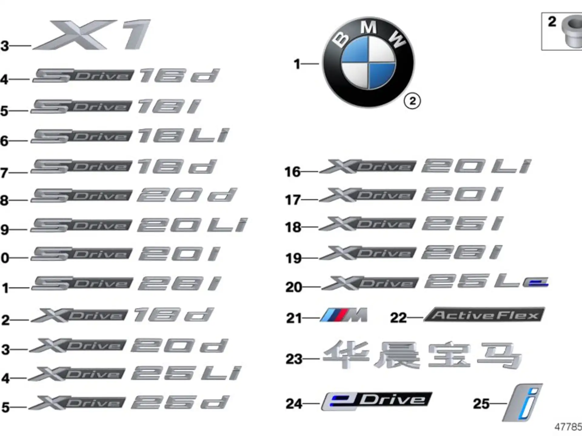 BMW Plakette mit Klebefolie F15 F16 F48 F85 F86 F91 F92 F93 G14 G15 51147376339