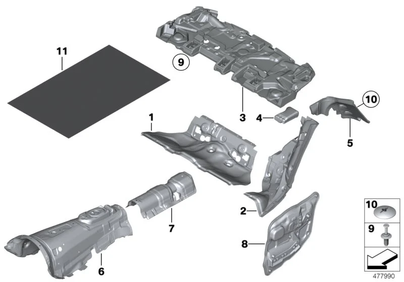 BMW Schallisolierung Tür hinten rechts F10 F11 51487366708