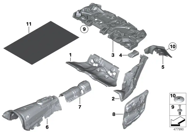 BMW Schallisolierung Tür hinten rechts F10 F11 51487366708 - 5er