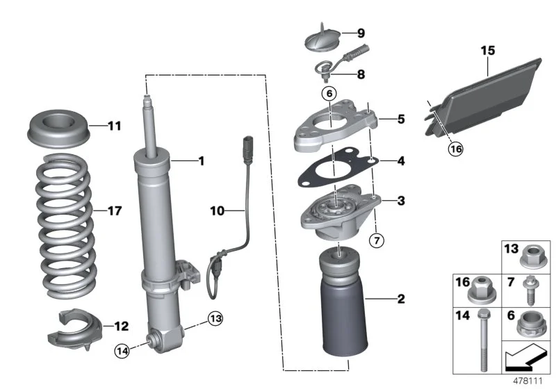 BMW Zusatzdämpfer hinten mit Schutzrohr F80 F82 F83 F87 F87N 31337847662