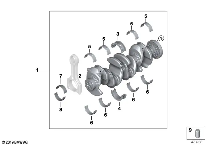 BMW Lagerschale weiss E60 E61 E70 E71 E81 E82 E83 E84 E87 E88 E90