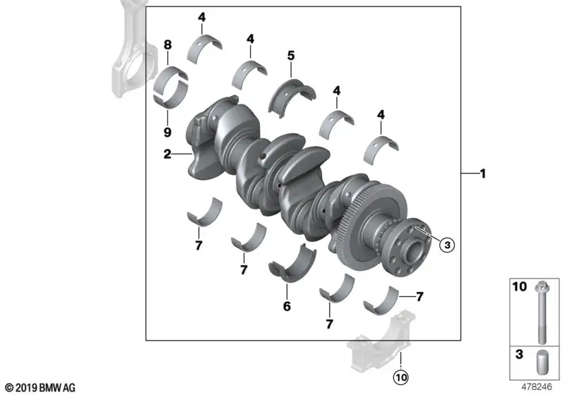 BMW Kurbelwelle ohne Lagerschalen F10 F11 F15 F20 F21 F22 F23 F25