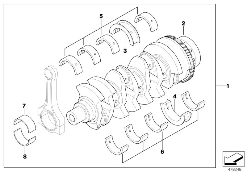 BMW Lagerschale gelb E46 E53 E60 E61 E65 E83 E87 E90 E91 11217787