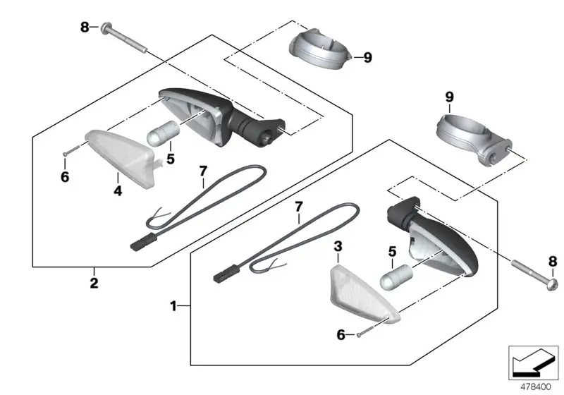 BMW Halter Blinkleuchte rechts K22 K23 K33 63138354918 - Bildposi